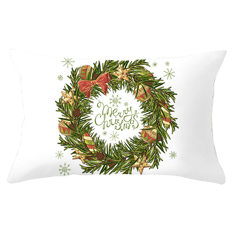 HKM-951763 Christmas Landscape Peach Skin Pillowcase, 30x50cm, Soft Fabric Cushion Cover