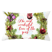HKM-951763 Christmas Landscape Peach Skin Pillowcase, 30x50cm, Soft Fabric Cushion Cover