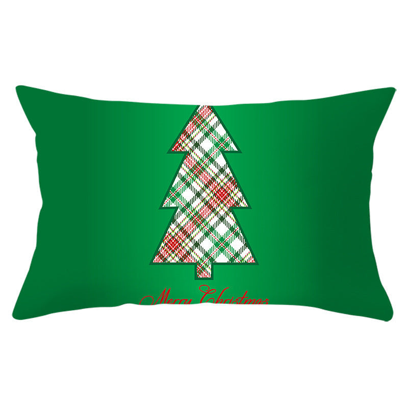 HKM-951763 Christmas Landscape Peach Skin Pillowcase, 30x50cm, Soft Fabric Cushion Cover