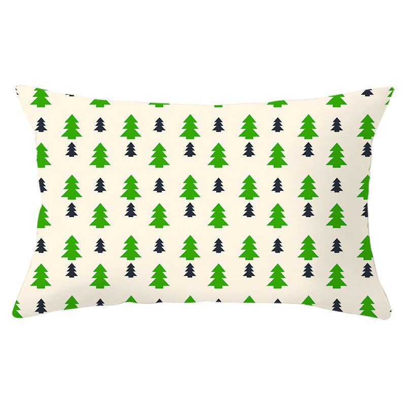 HKM-951763 Christmas Landscape Peach Skin Pillowcase, 30x50cm, Soft Fabric Cushion Cover