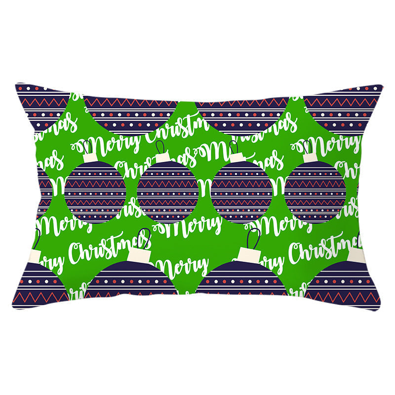 HKM-951763 Christmas Landscape Peach Skin Pillowcase, 30x50cm, Soft Fabric Cushion Cover