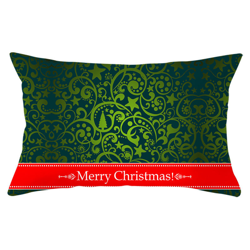 HKM-951763 Christmas Landscape Peach Skin Pillowcase, 30x50cm, Soft Fabric Cushion Cover