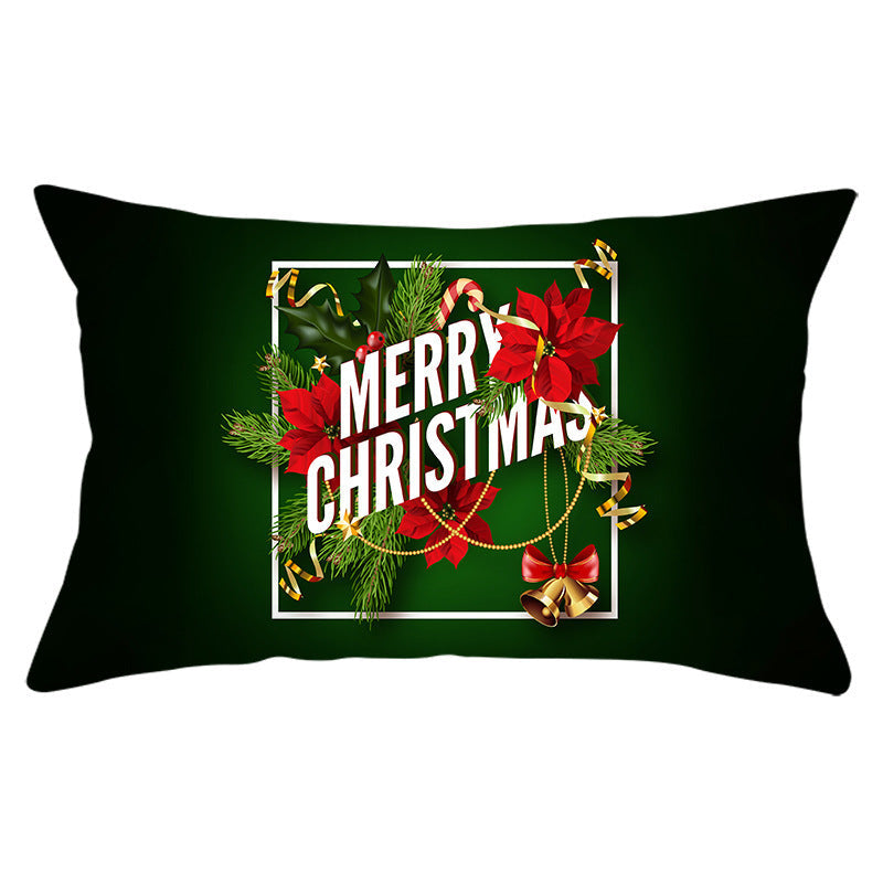 HKM-951763 Christmas Landscape Peach Skin Pillowcase, 30x50cm, Soft Fabric Cushion Cover