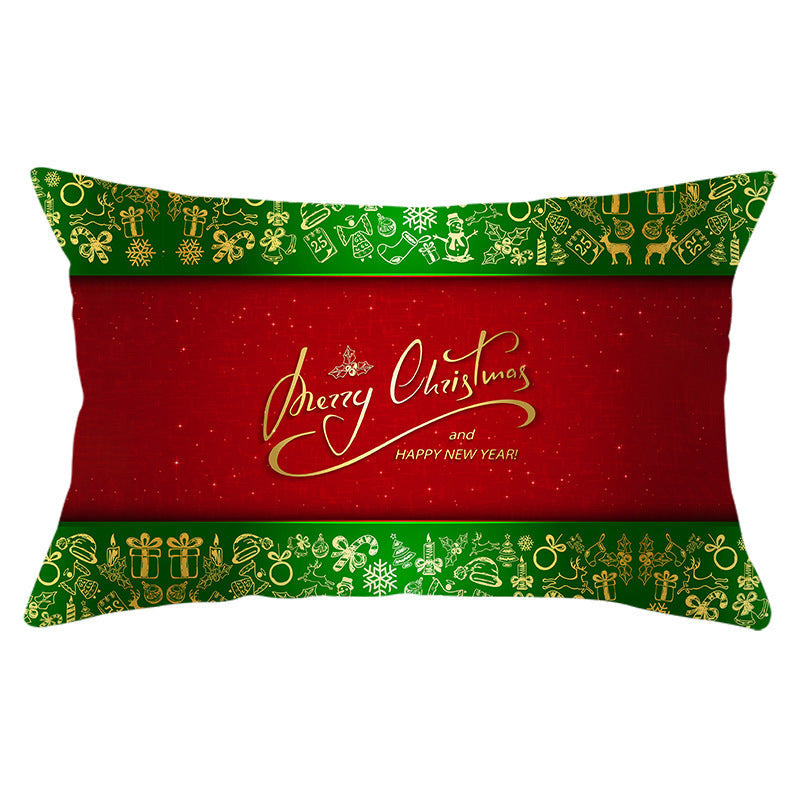 HKM-951763 Christmas Landscape Peach Skin Pillowcase, 30x50cm, Soft Fabric Cushion Cover