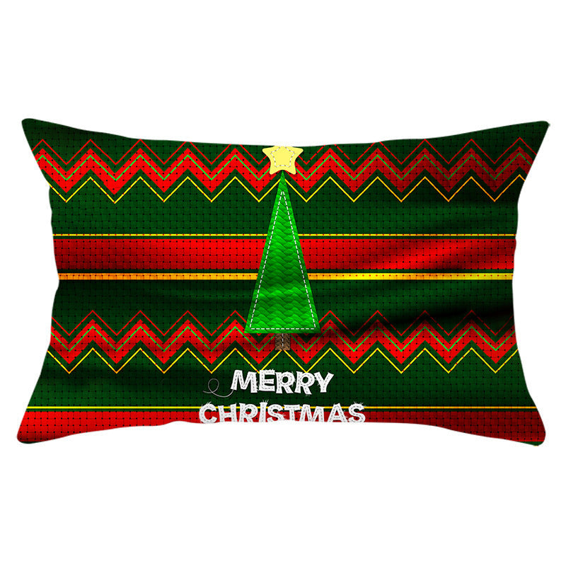 HKM-951763 Christmas Landscape Peach Skin Pillowcase, 30x50cm, Soft Fabric Cushion Cover