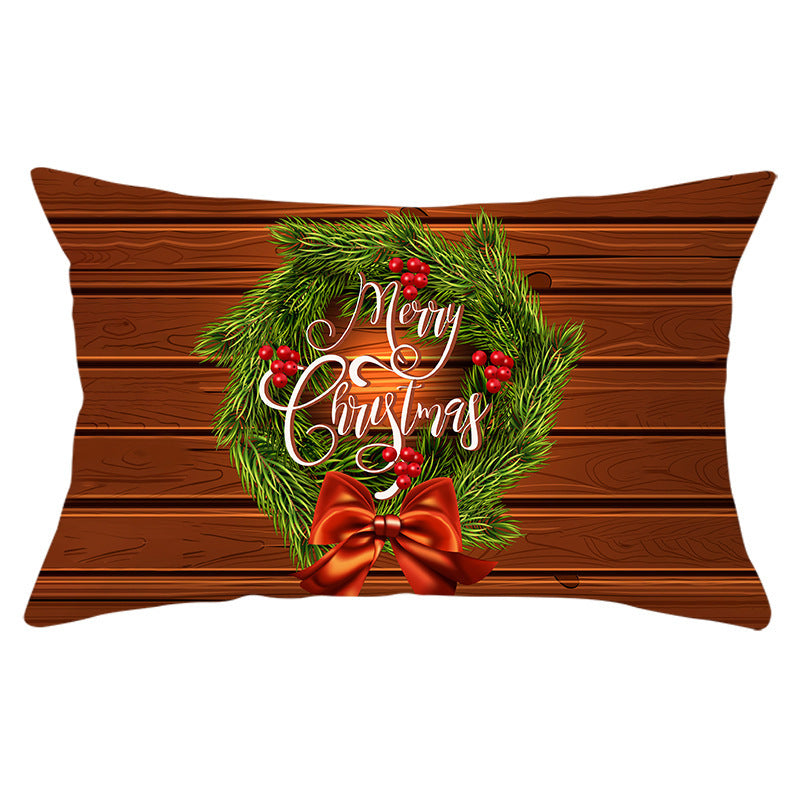 HKM-951763 Christmas Landscape Peach Skin Pillowcase, 30x50cm, Soft Fabric Cushion Cover