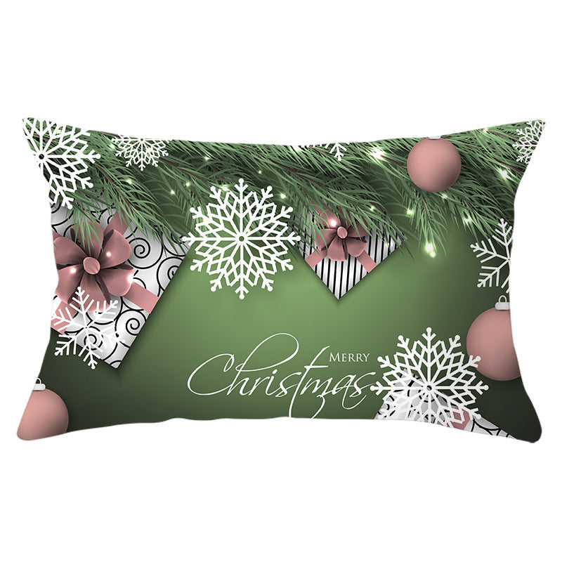 HKM-951763 Christmas Landscape Peach Skin Pillowcase, 30x50cm, Soft Fabric Cushion Cover