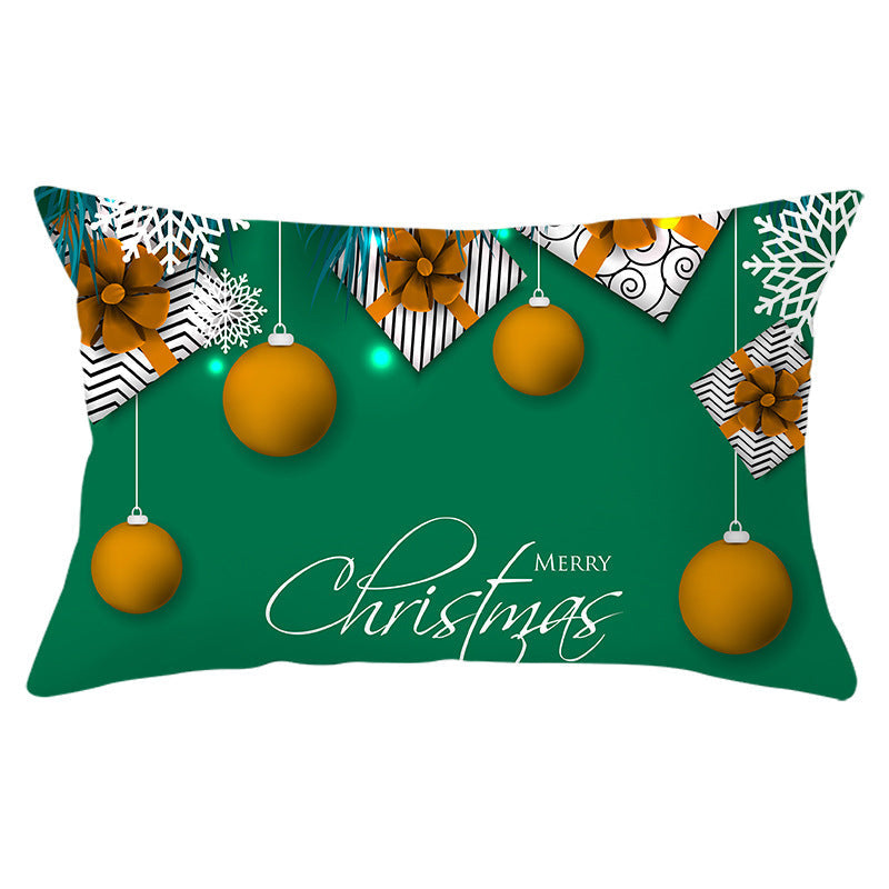 HKM-951763 Christmas Landscape Peach Skin Pillowcase, 30x50cm, Soft Fabric Cushion Cover
