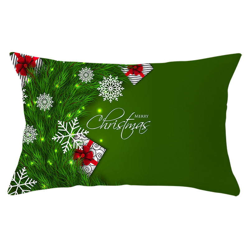 HKM-951763 Christmas Landscape Peach Skin Pillowcase, 30x50cm, Soft Fabric Cushion Cover