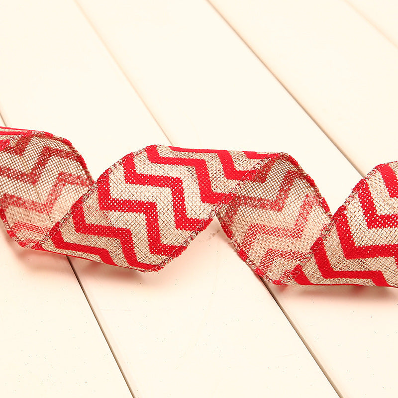 HKM-951827 Festive Christmas Polka Dot Linen Webbing Ribbon - 2m Length in Various Designs