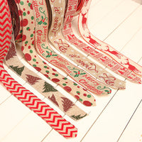 HKM-951827 Festive Christmas Polka Dot Linen Webbing Ribbon - 2m Length in Various Designs