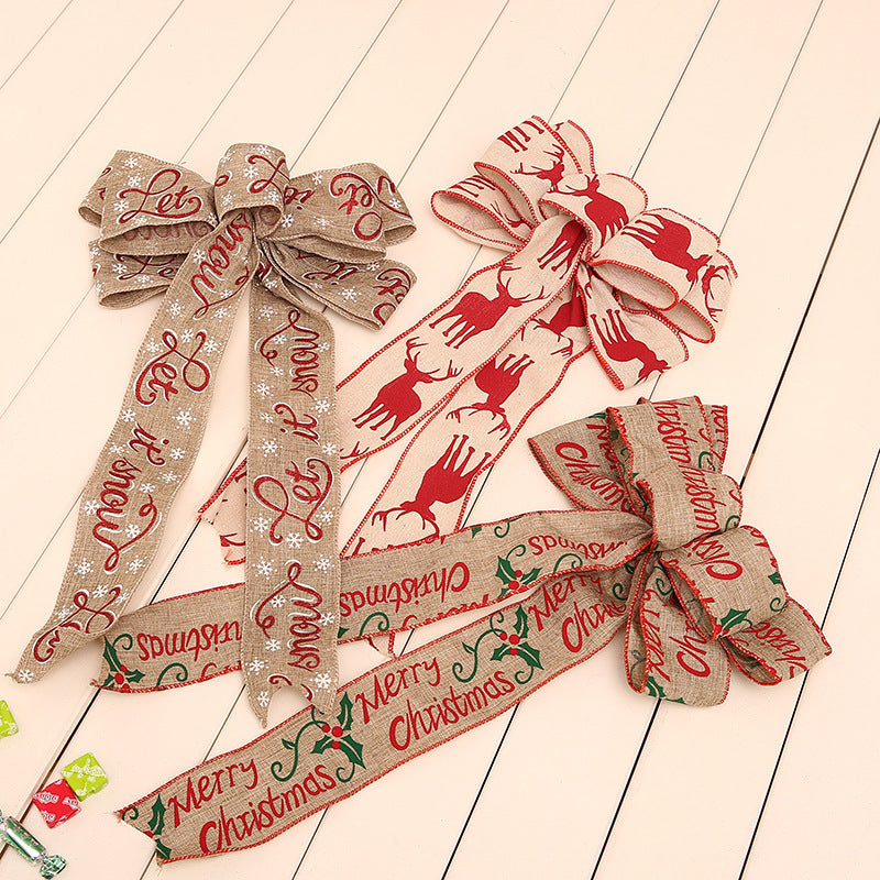 HKM-951827 Festive Christmas Polka Dot Linen Webbing Ribbon - 2m Length in Various Designs