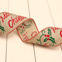 HKM-951827 Festive Christmas Polka Dot Linen Webbing Ribbon - 2m Length in Various Designs