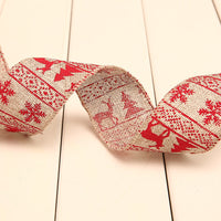 HKM-951827 Festive Christmas Polka Dot Linen Webbing Ribbon - 2m Length in Various Designs