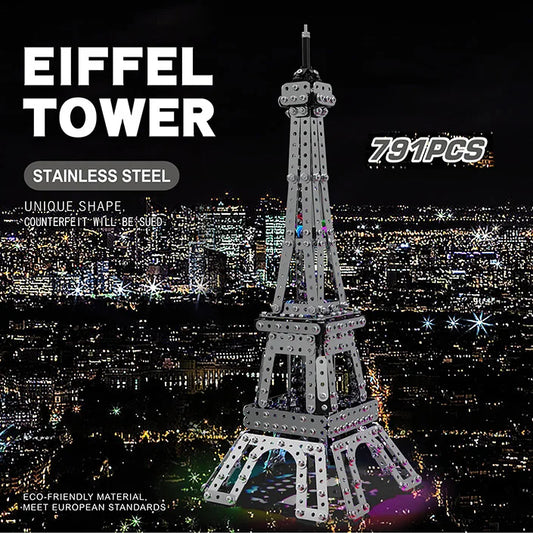 KTX-951955 3D Metal Paris Tower Model Building Block Toy for DIY Assembly and Education, Stainless Steel Construction