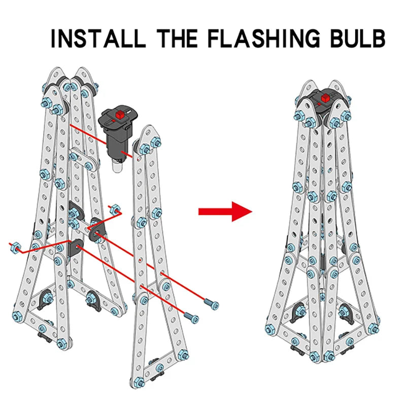 KTX-951955 3D Metal Paris Tower Model Building Block Toy for DIY Assembly and Education, Stainless Steel Construction