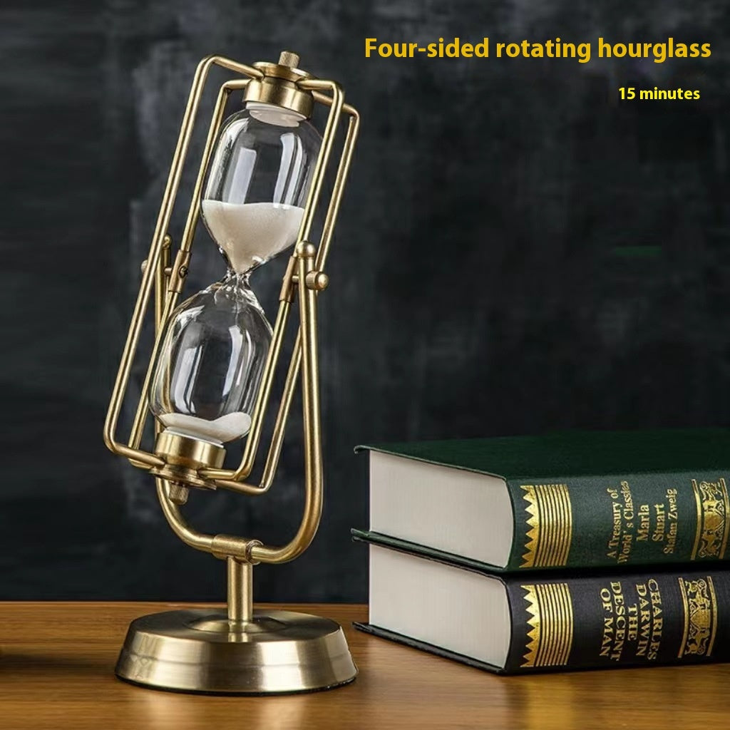 HKM-952467 Creative Wooden Hourglass Timer - 15-Minute Decorative Desk Accessory for Study and Office