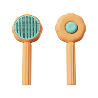 HKM-952467 Sunflower Shape Pet Comb for Cats – Fine Needle Design in Green and Orange