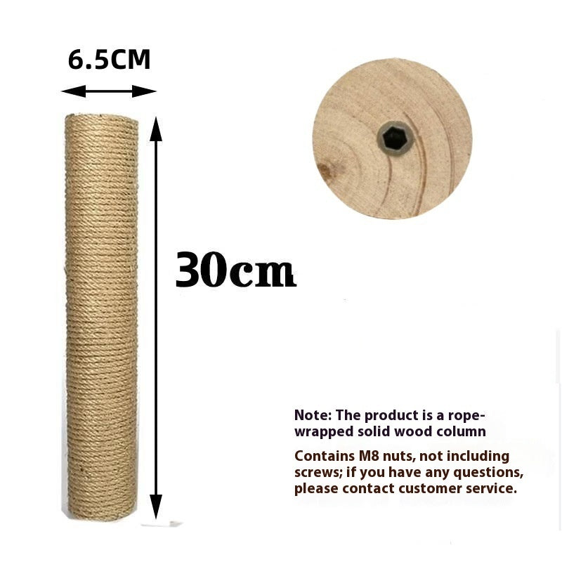 HKM-952531 Solid Wood Cat Climbing Pillar with Hemp Rope - Multiple Sizes Available