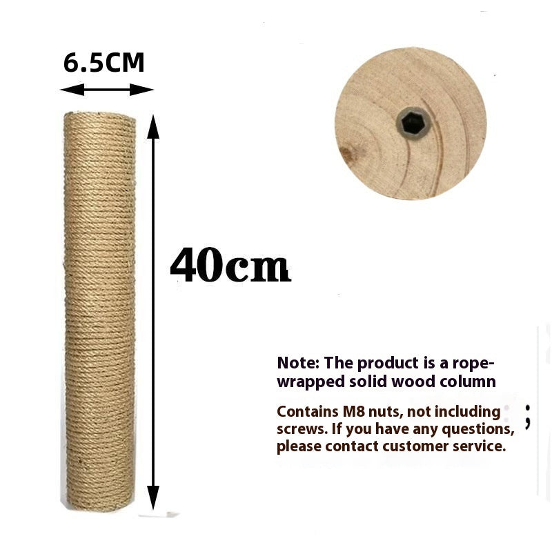 HKM-952531 Solid Wood Cat Climbing Pillar with Hemp Rope - Multiple Sizes Available