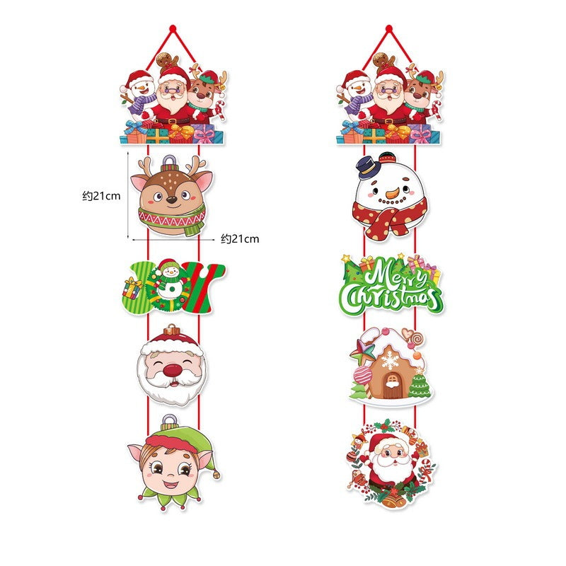HKM-952659 Cartoon Christmas Scene Layout Door Curtain Decoration, Paper Hanging Ornaments