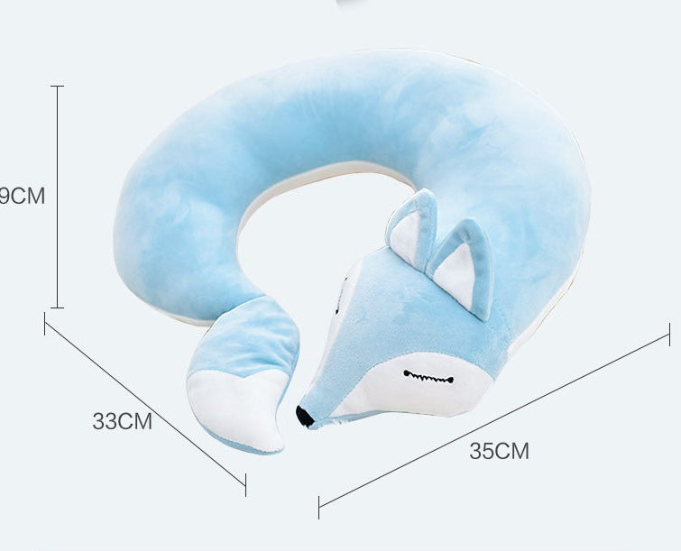 HKM-952659 Fox U-Shaped Pillow in Soft Spandex and PP Cotton for Office, Travel, and Relaxation