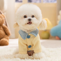 HKM-952851 Cozy Color-Block Dog Shirt with Bow Tie for Small and Medium Breeds, Perfect for Cool Weather and Special Occasions