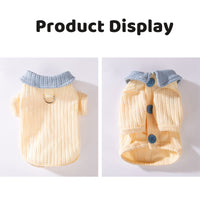 HKM-952851 Cozy Color-Block Dog Shirt with Bow Tie for Small and Medium Breeds, Perfect for Cool Weather and Special Occasions