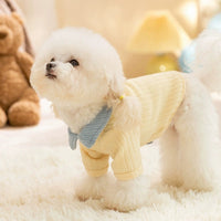 HKM-952851 Cozy Color-Block Dog Shirt with Bow Tie for Small and Medium Breeds, Perfect for Cool Weather and Special Occasions