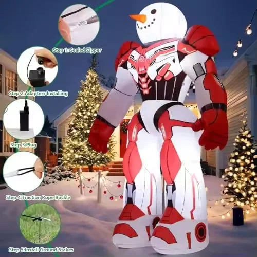 KTX-952979 6.5 FT Tall Outdoor Inflatable Snowman - Christmas Decoration with Eco-Friendly Material