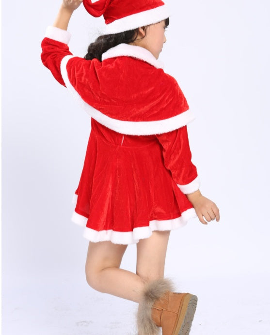 HKM-952979 Golden Velvet Christmas Costume for Children - 99% Cotton, Comfortable and Stylish