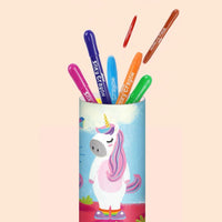 HKM-953107 Silky Crayon Set for Kids - 12 Non-toxic Colors in Cylinder Box, Erasable and Safe for Ages 3+