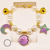 HKM-953235 Metal Neck Ornaments with Bells for Puppies - Adjustable Sizes XS to L in Blue and Purple