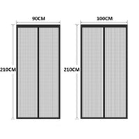 HKM-953299 Magnetic Stripe Summer Door Curtain with Velcro, Black/White Polyester, Modern Style, Sizes 90x210cm & 100x210cm