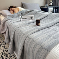 HKM-953363 Geometric Cotton Yarn-Dyed Gauze Towel Blanket - Multiple Sizes Available