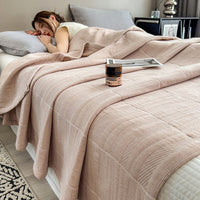 HKM-953363 Geometric Cotton Yarn-Dyed Gauze Towel Blanket - Multiple Sizes Available