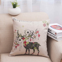 HKM-953427 Christmas Linen Pillowcase with Stripes - 45x45cm, Multiple Colors Available
