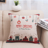 HKM-953427 Christmas Linen Pillowcase with Stripes - 45x45cm, Multiple Colors Available