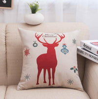 HKM-953427 Christmas Linen Pillowcase with Stripes - 45x45cm, Multiple Colors Available