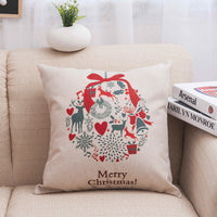 HKM-953427 Christmas Linen Pillowcase with Stripes - 45x45cm, Multiple Colors Available