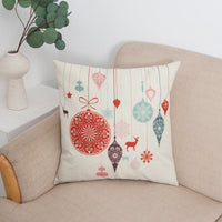 HKM-953427 Christmas Linen Pillowcase with Stripes - 45x45cm, Multiple Colors Available