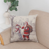 HKM-953427 Christmas Linen Pillowcase with Stripes - 45x45cm, Multiple Colors Available