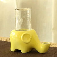 HKM-953555 Ceramic Elephant Drinking Fountain Cat Bowl - Pink, 500ml, 21cm Length, 10.5cm Height