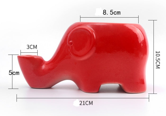 HKM-953555 Ceramic Elephant Drinking Fountain Cat Bowl - Pink, 500ml, 21cm Length, 10.5cm Height