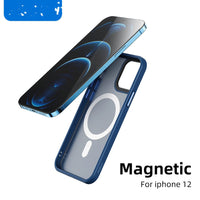 HKM-953619 Magnetic Protective Cover for iPhone 12/12 Pro/12 Pro Max – Simple Design in Blue