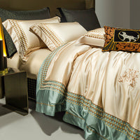 HKM-953683 Chinese Precision Embroidery Plant and Flower Bedding Set - Pure Cotton, 4-Piece Collection