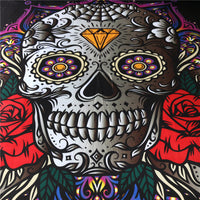 HKM-953683 Skull-Themed Three-Piece Polyester Bedding Set with Geometric Pattern