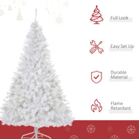 HKM-953811 6ft Pre-Lit White Christmas Tree with 250 Warm White LED Lights and Metal Stand for Home Decor