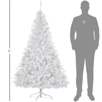 HKM-953811 6ft Pre-Lit White Christmas Tree with 250 Warm White LED Lights and Metal Stand for Home Decor