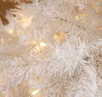 HKM-953811 6ft Pre-Lit White Christmas Tree with 250 Warm White LED Lights and Metal Stand for Home Decor